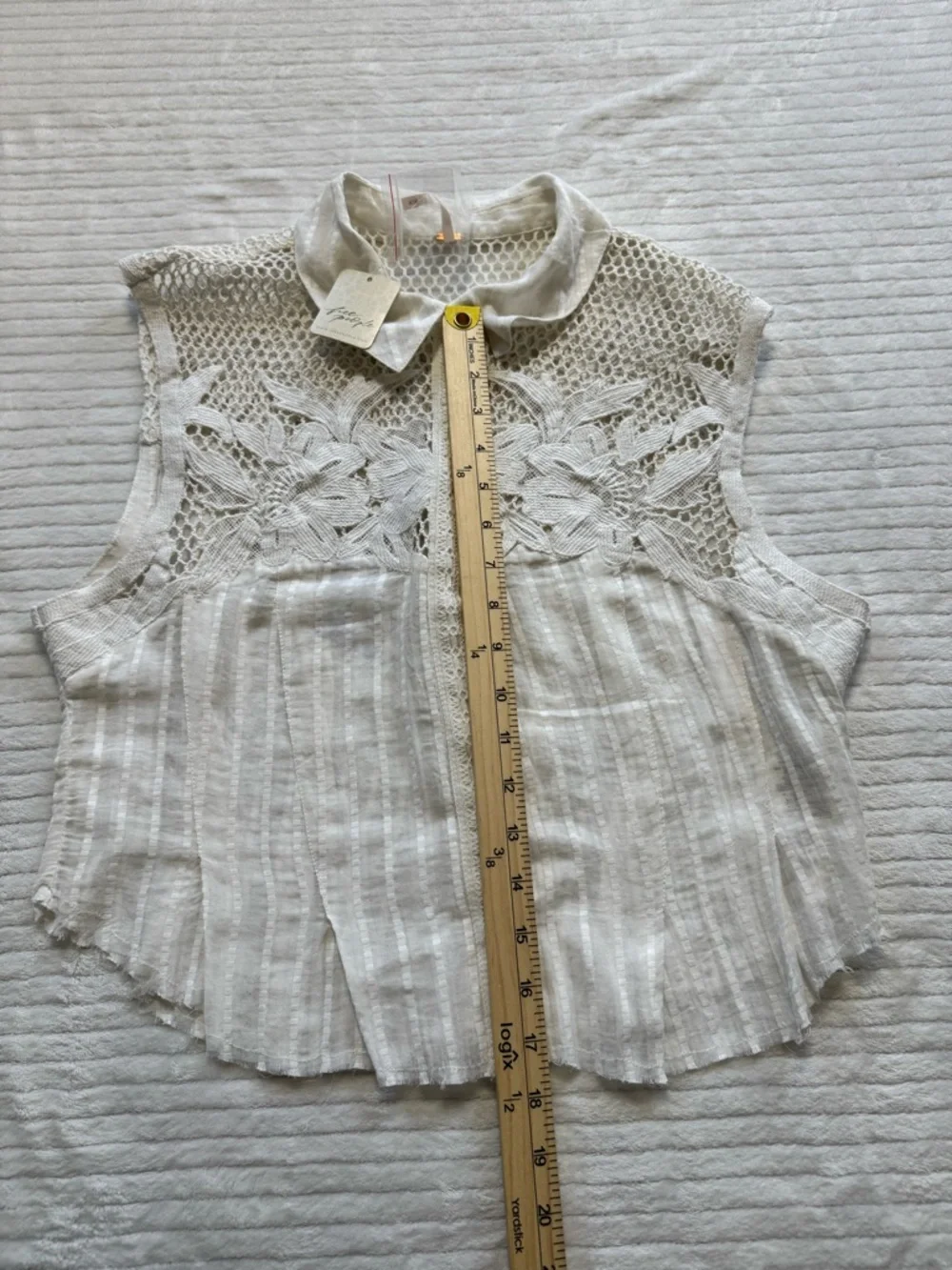 Free People Cream Crochet Pleated Sleeveless Camisole - Picture 8 of 10